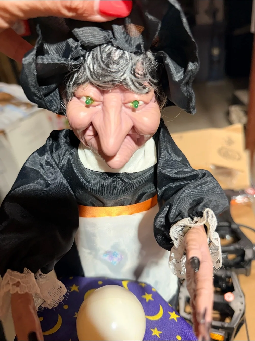 Vintage 1994 Gemmy Fortune Teller Witch Animated Halloween Crystal Ball WORKS